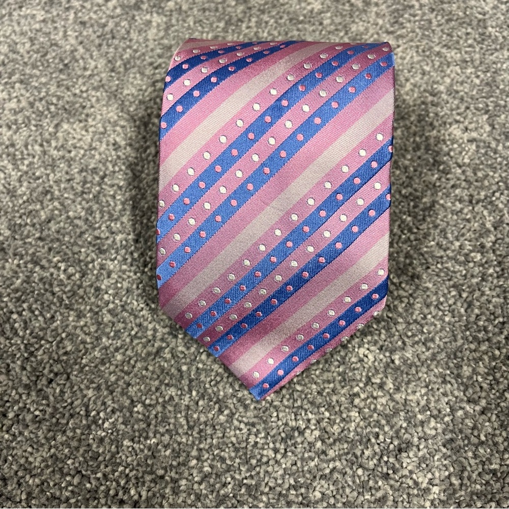 THOMAS PINK Mens 100% Silk Necktie MOROCCO Designer Pink Purple Striped